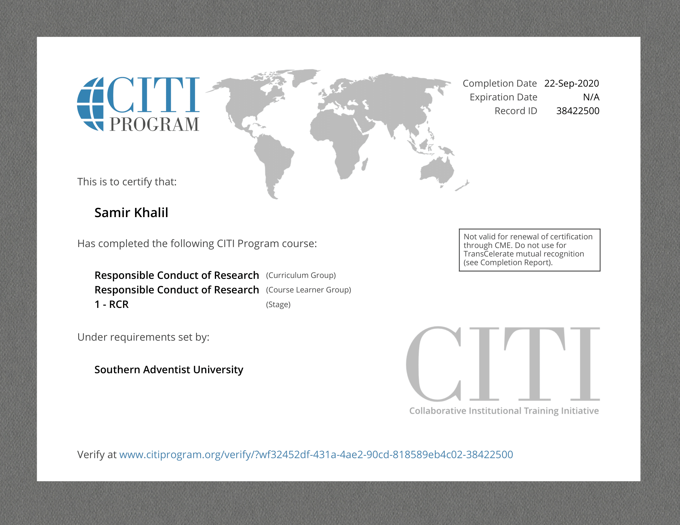 CITI Certificate